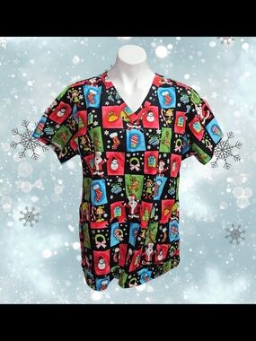Med Couture Christmas Scrub Top